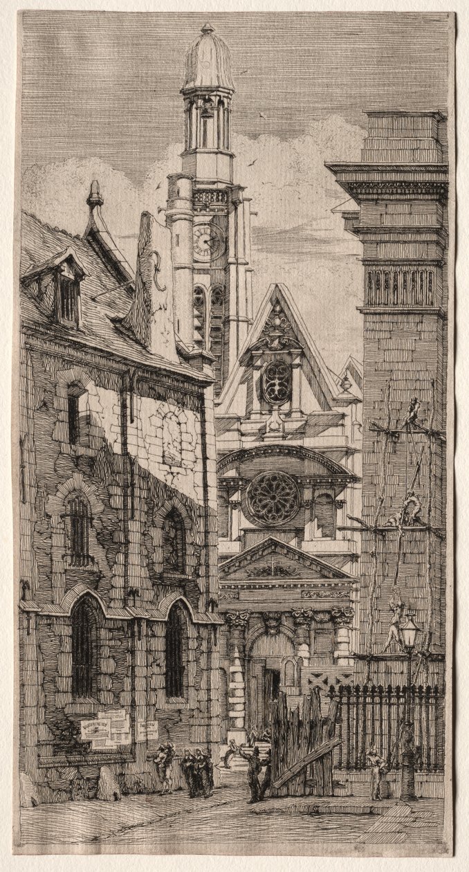 Gravuras de Paris: Igreja de Santo Estêvão do Monte de Charles Meryon
