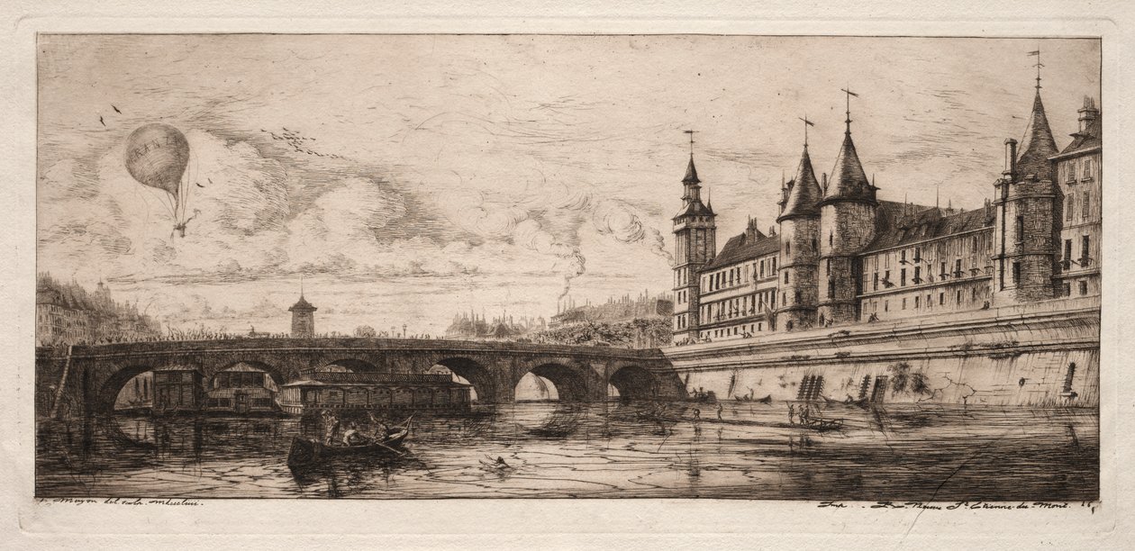 gravuras de Paris: a ponte de troca de Charles Meryon