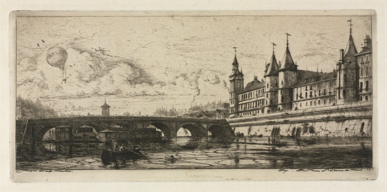 gravuras de Paris: a ponte de troca de Charles Meryon