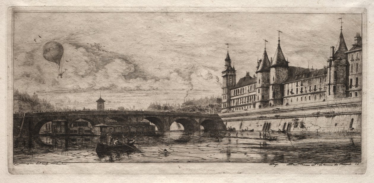 gravuras de Paris: a ponte de troca de Charles Meryon