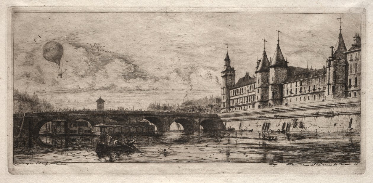 Gravuras de Paris: The Exchange Bridge, 1854. de Charles Meryon