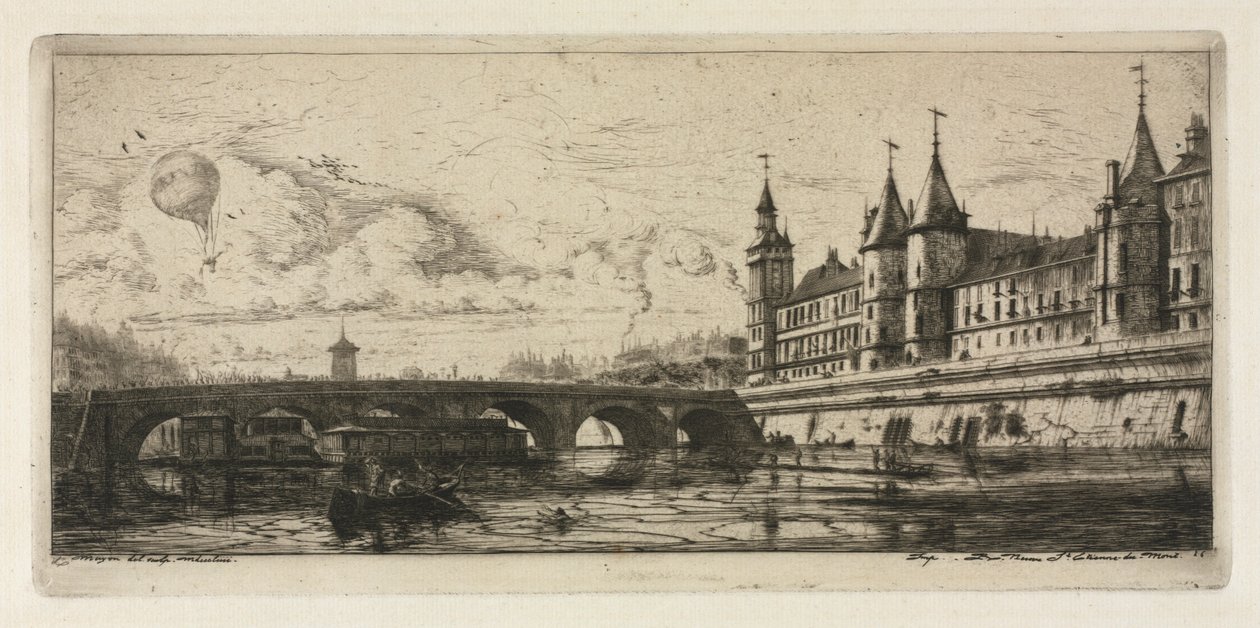 Gravuras de Paris: The Exchange Bridge, 1854. de Charles Meryon