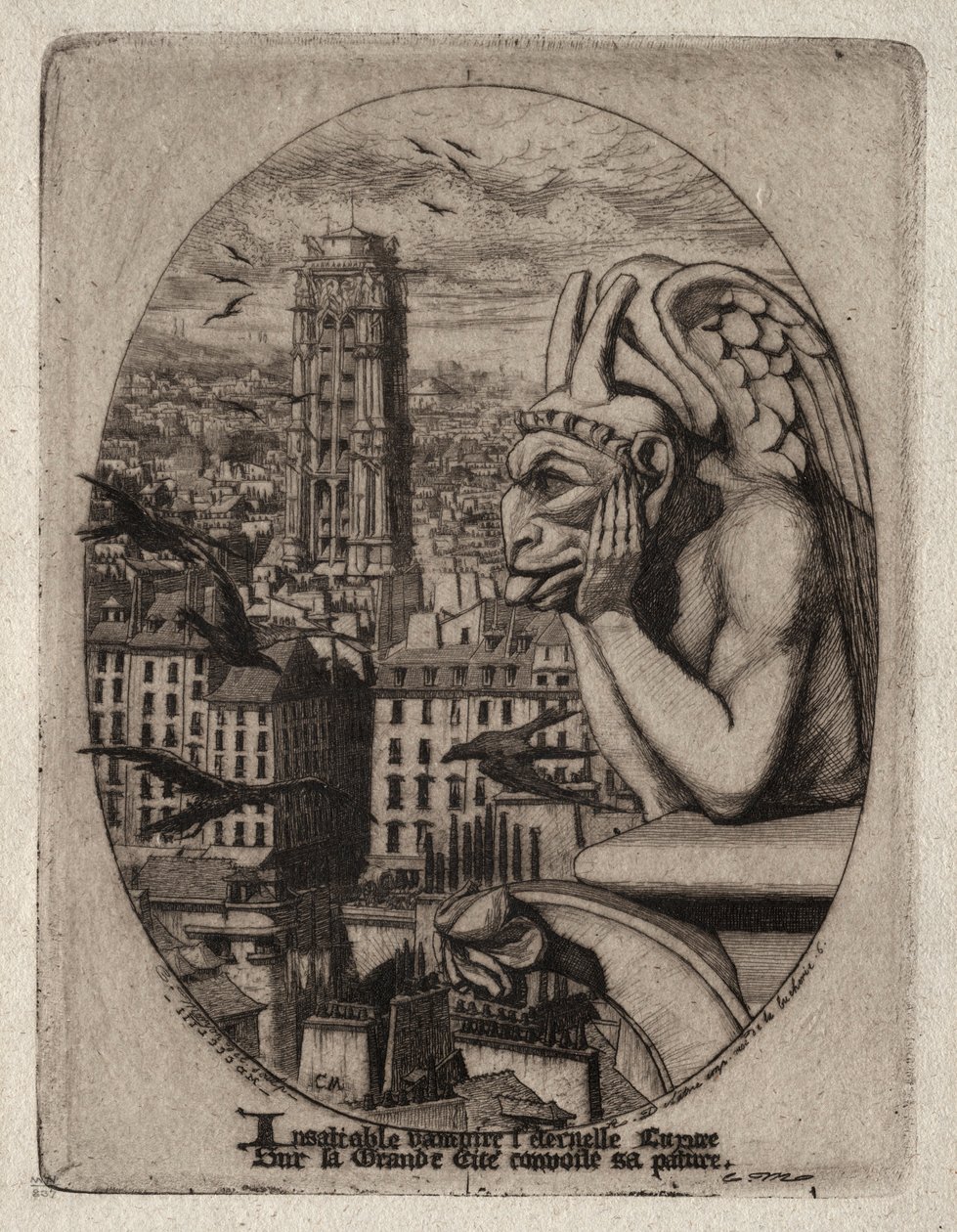 Gravuras de Paris: A Gárgula, 1853. de Charles Meryon