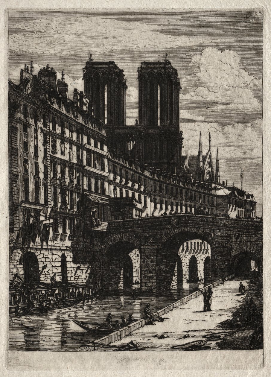 Água-forte de Paris: A Pequena Ponte de Charles Meryon