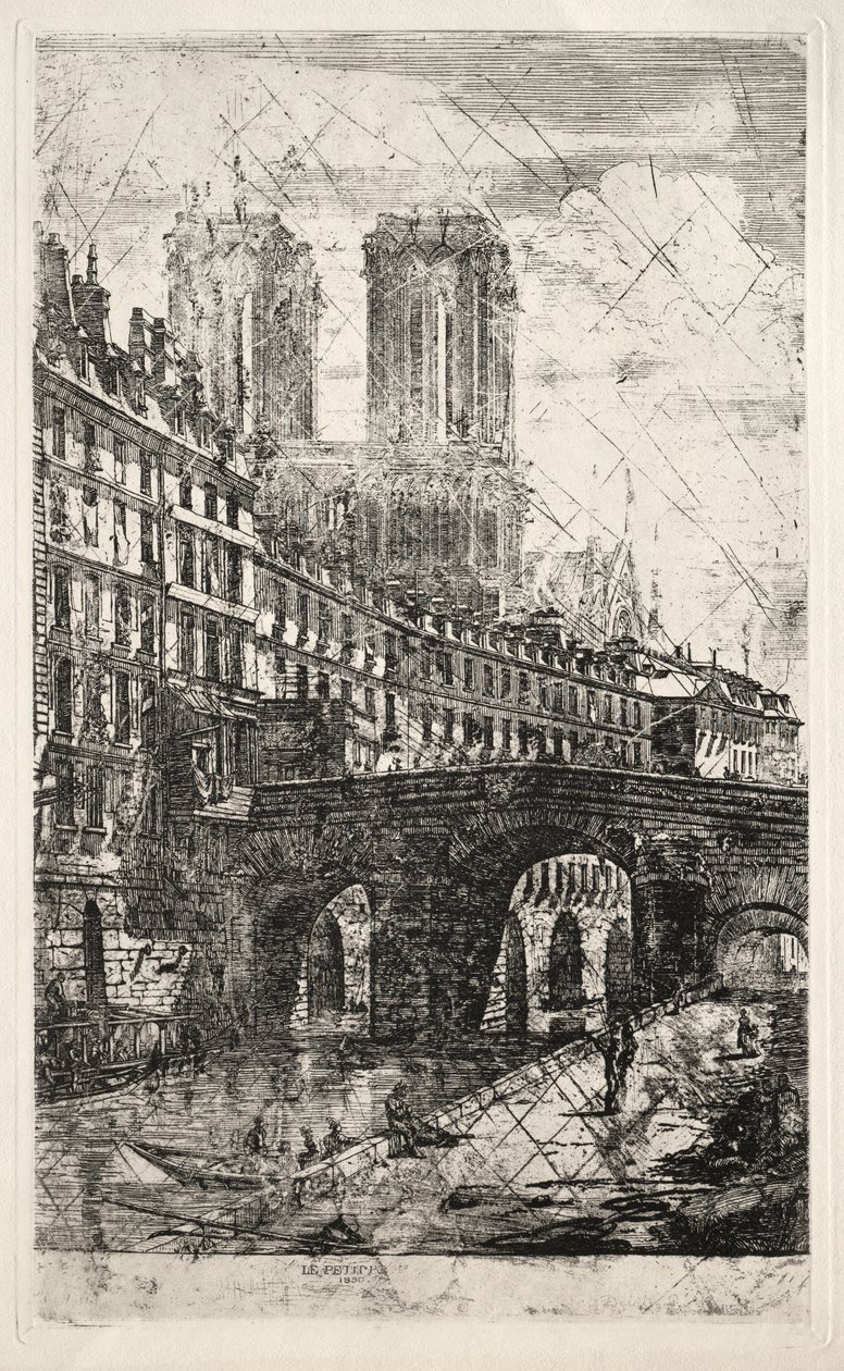 Água-forte de Paris: A Pequena Ponte de Charles Meryon