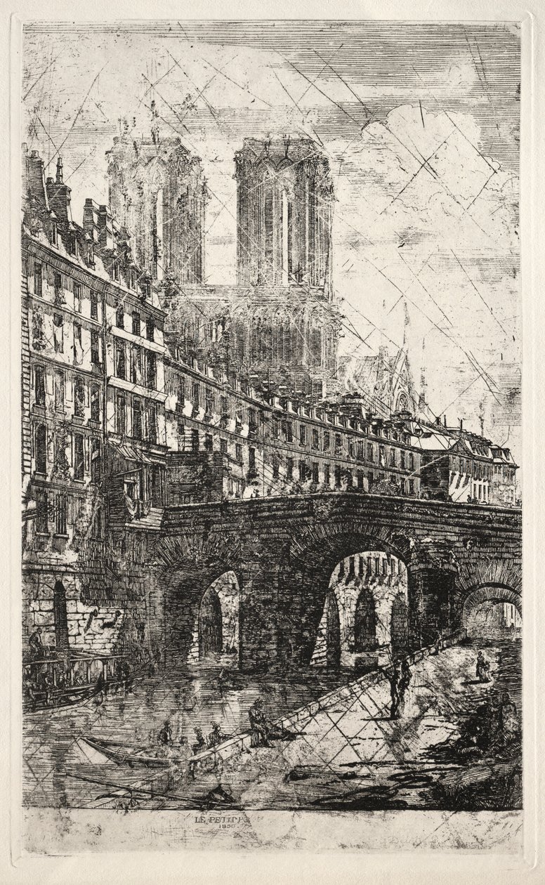 Gravuras de Paris: A Pequena Ponte, 1850. de Charles Meryon