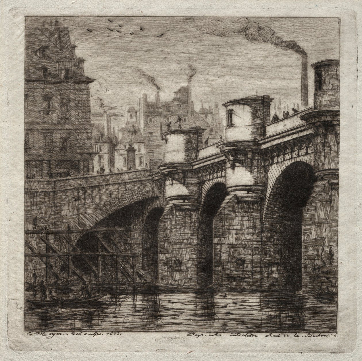 Gravuras de Paris: A Nova Ponte, 1853. de Charles Meryon