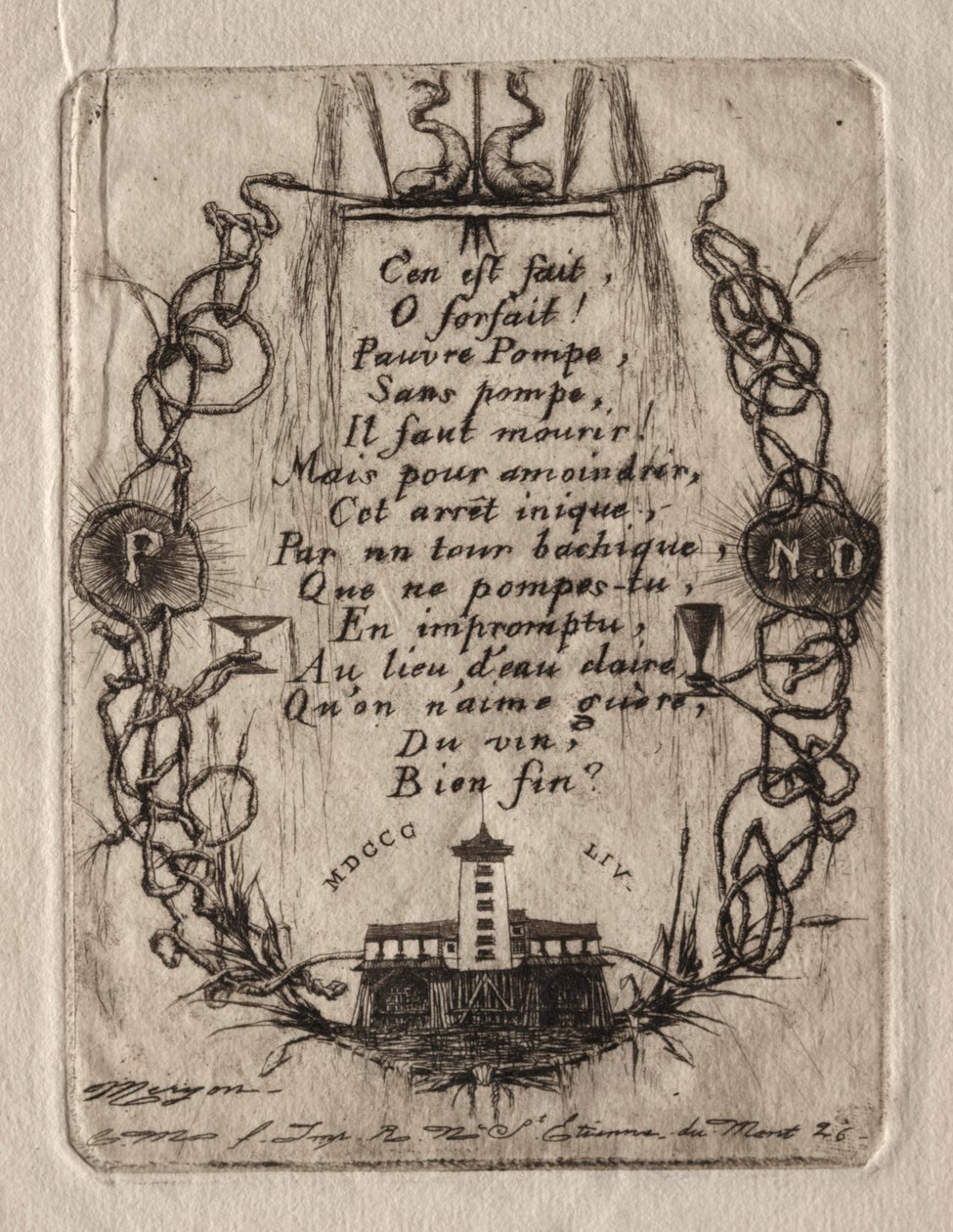 Gravuras de Paris: The Notre Dame Pump, Small Plate, 1854. de Charles Meryon