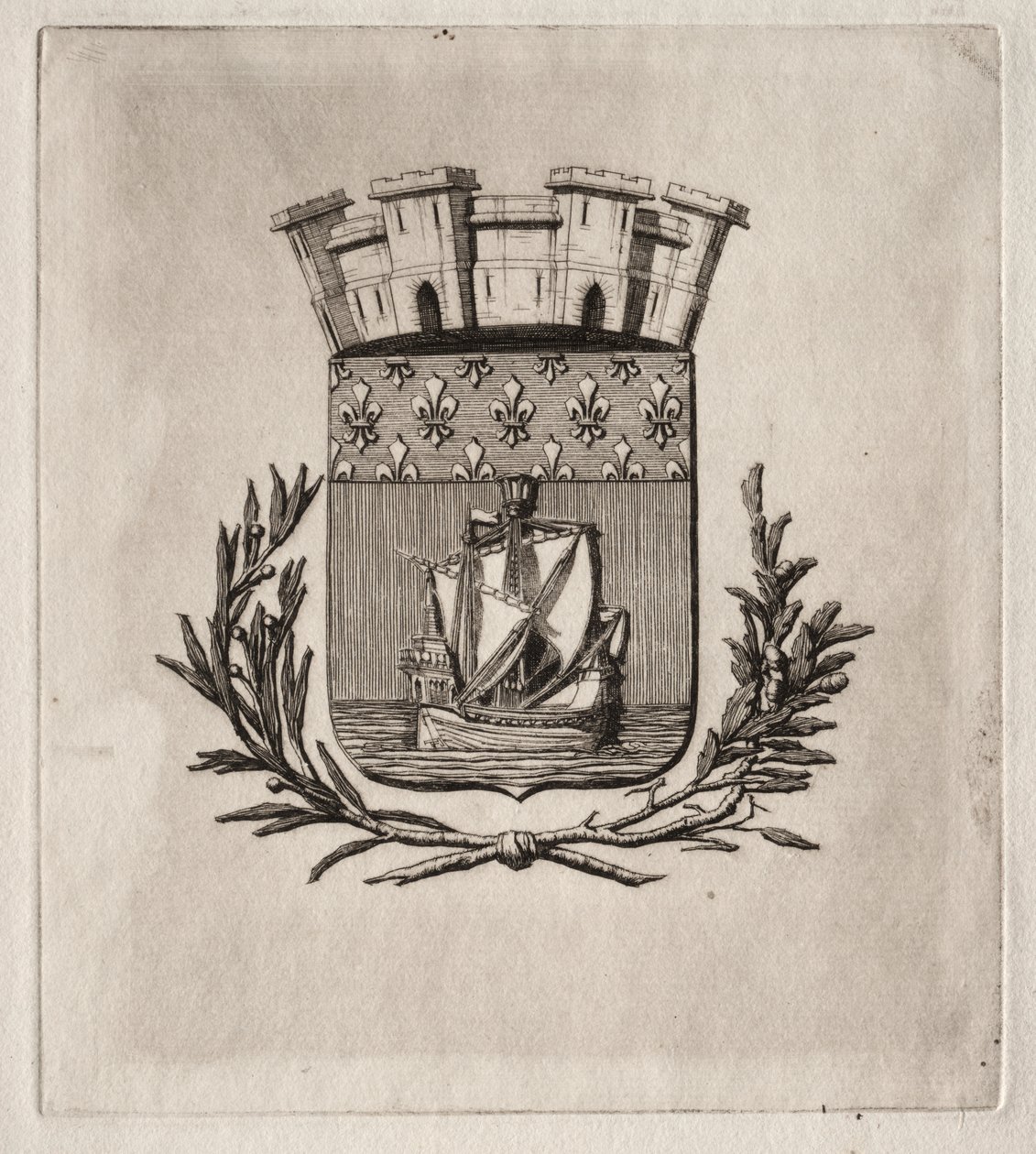 Água-forte de Paris: as armas simbólicas da cidade de Paris de Charles Meryon
