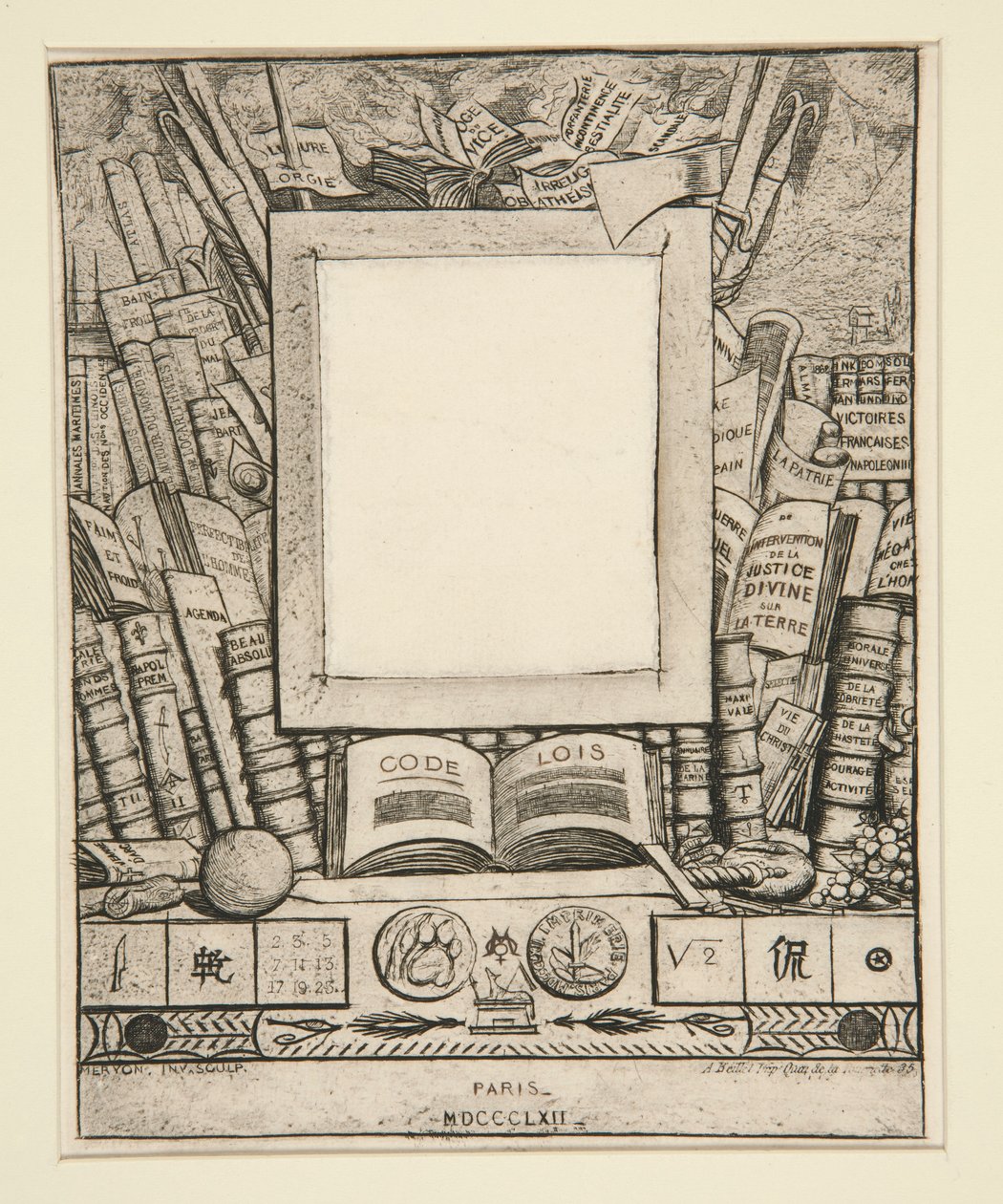 Projeto de moldura para o retrato de Armand Guerand de Charles Meryon