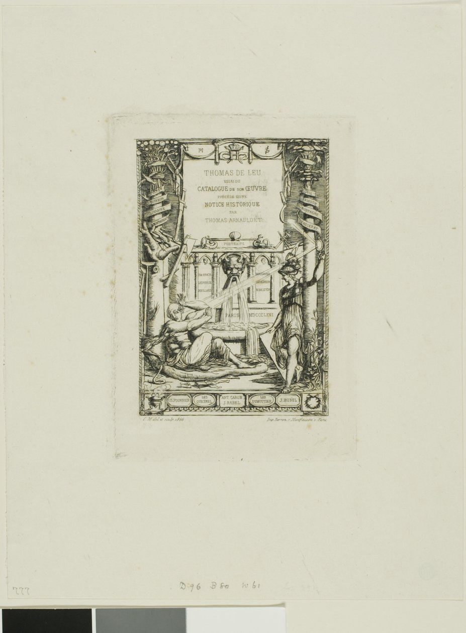 Frontispício do catálogo da obra de Thomas De Leu de Charles Meryon