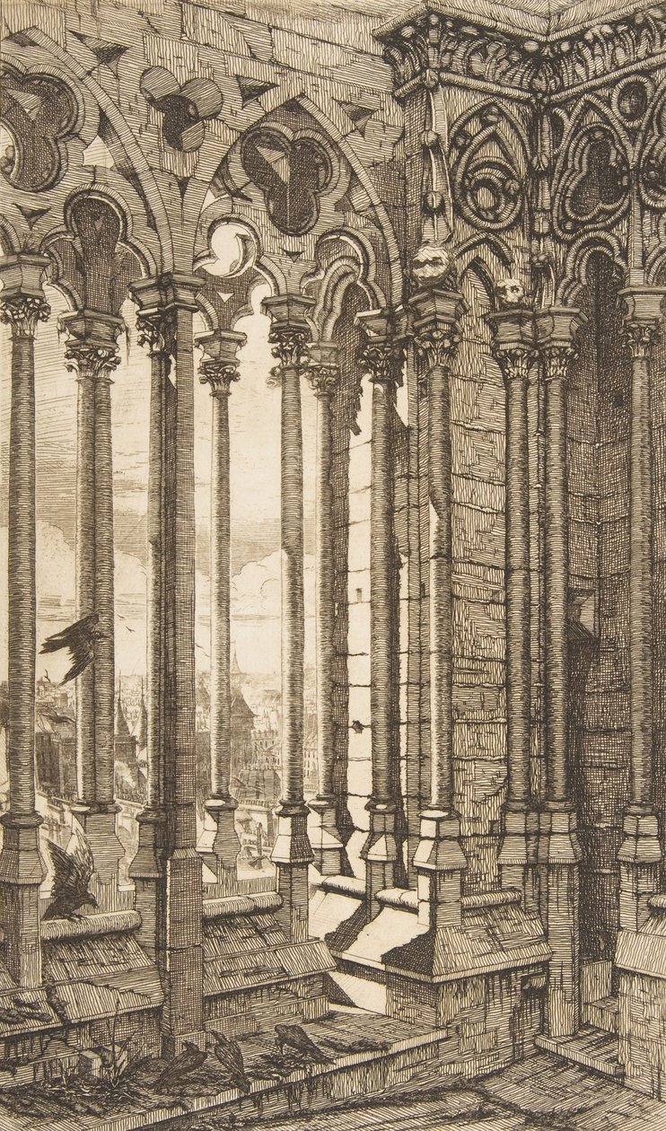 Galeria, Catedral de Notre-Dame, Paris, 1853. de Charles Meryon