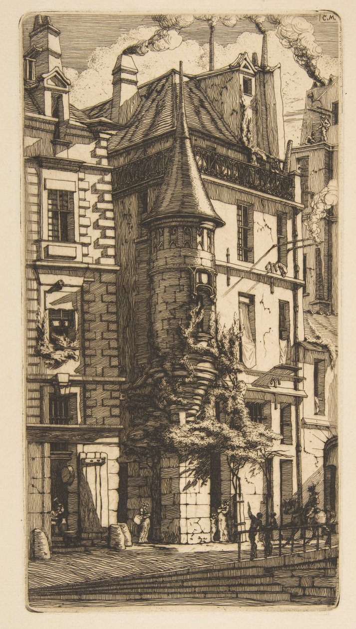 Casa com uma torre, rue de la Tixéranderie, Paris de Charles Meryon