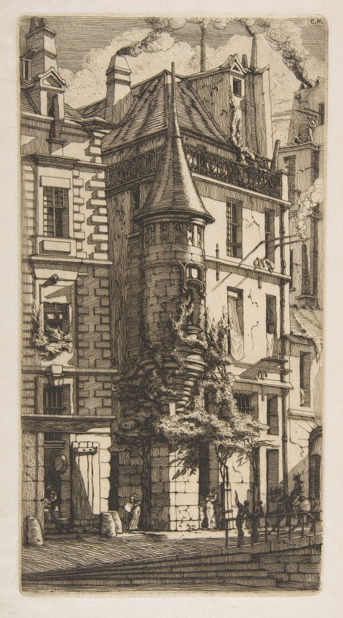 Casa com uma torre, rue de la Tixéranderie, Paris de Charles Meryon