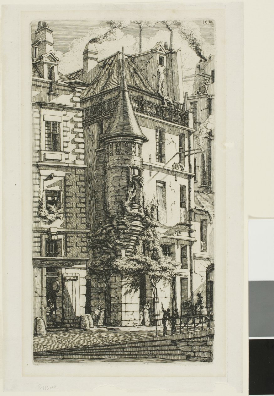 Casa com torreão, rue de la Tixéranderie de Charles Meryon
