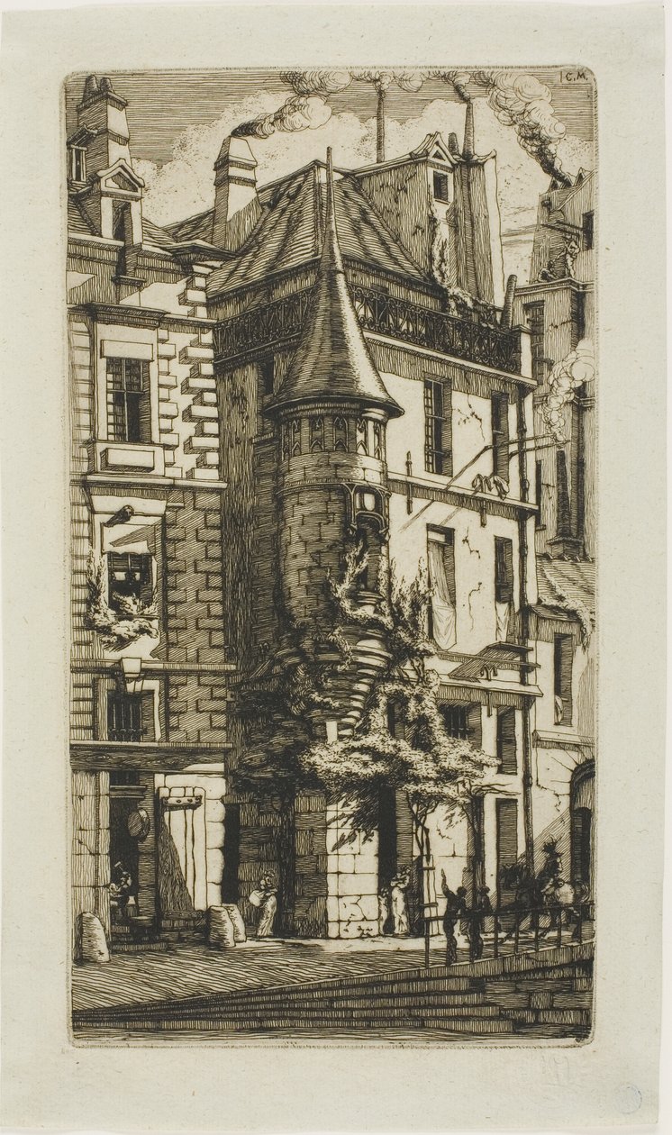 Casa com torreão, rue de la Tixéranderie de Charles Meryon