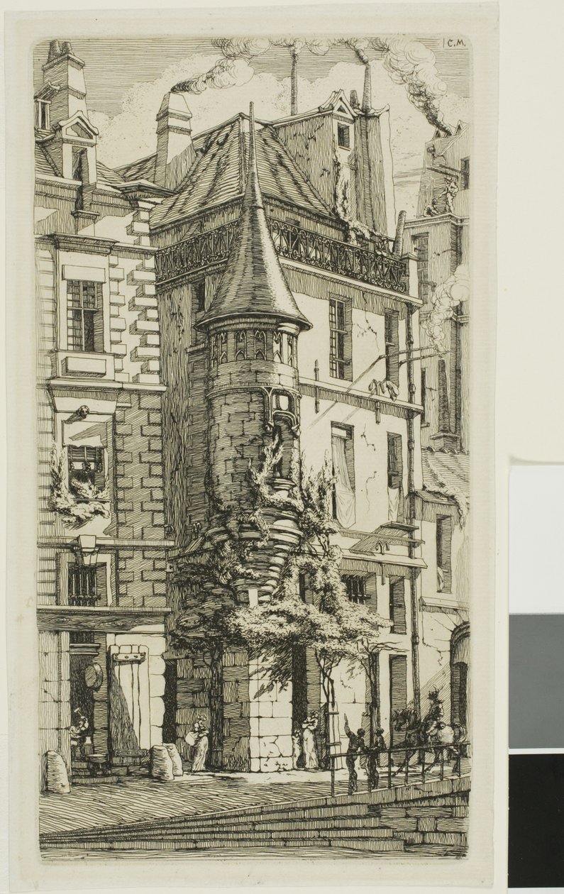 Casa com torreão, rue de la Tixéranderie de Charles Meryon