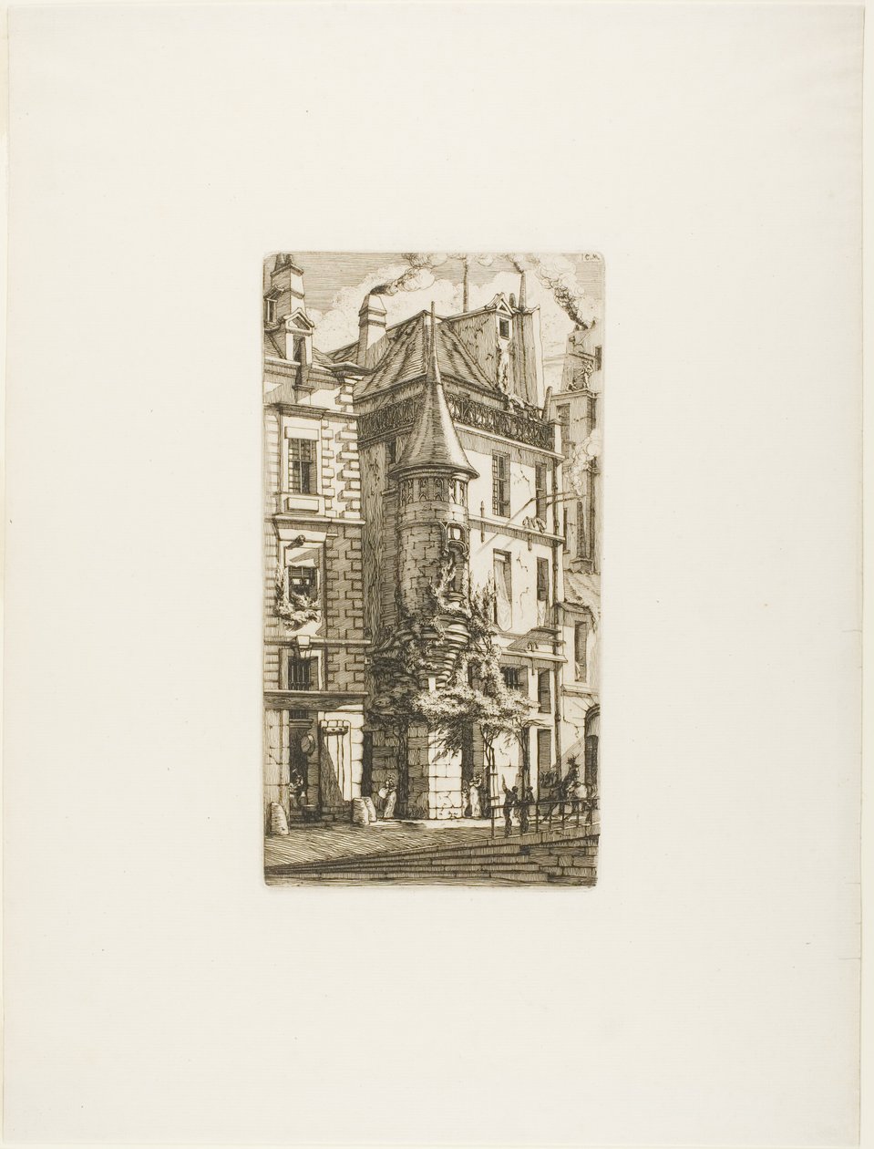 Casa com torreão, rue de la Tixéranderie de Charles Meryon