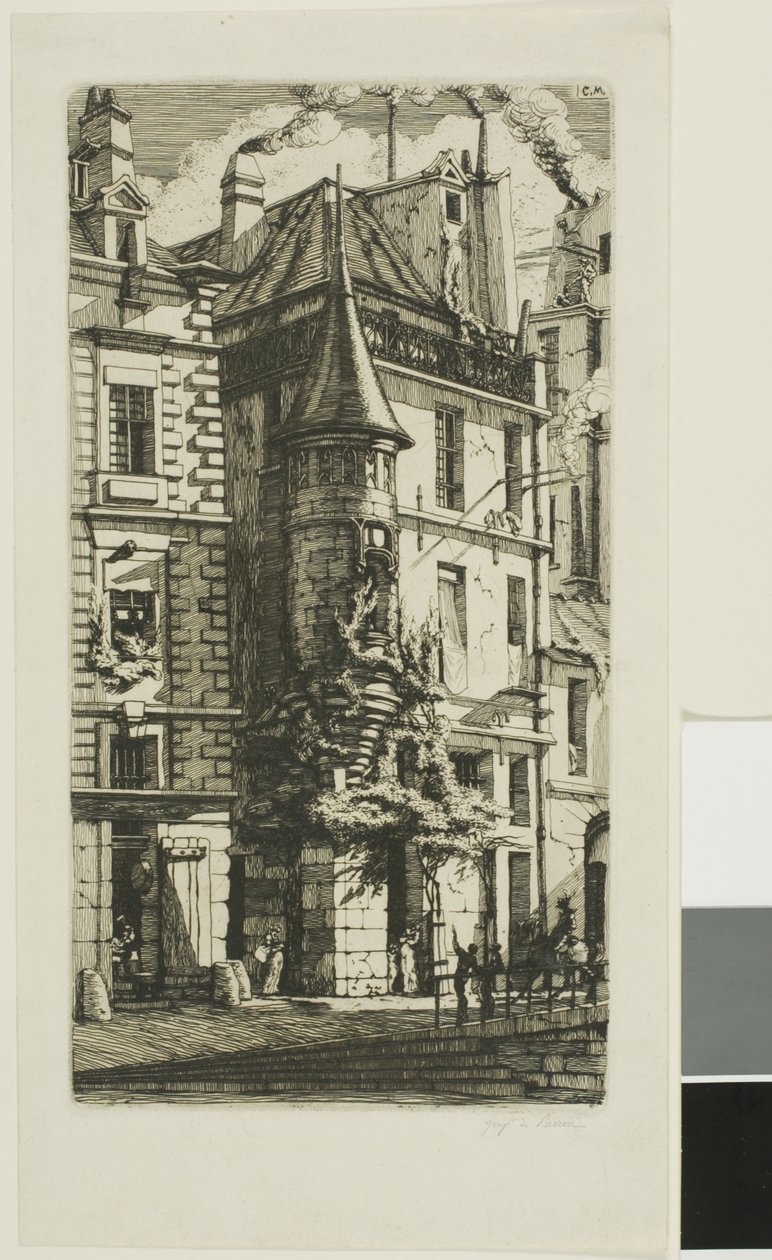 Casa com torreão, rue de la Tixéranderie, Paris de Charles Meryon