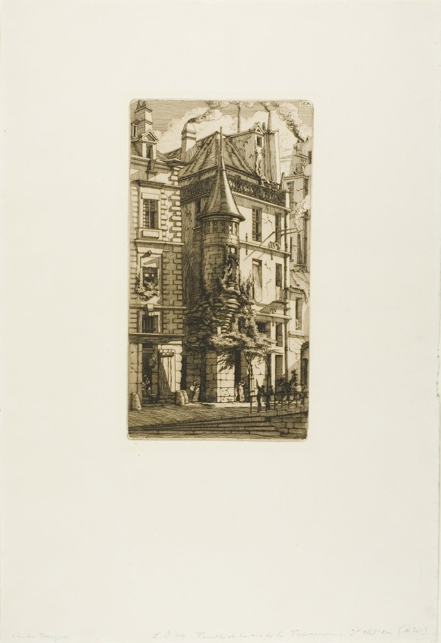 Casa com torreão, rue de la Tixéranderie, Paris de Charles Meryon