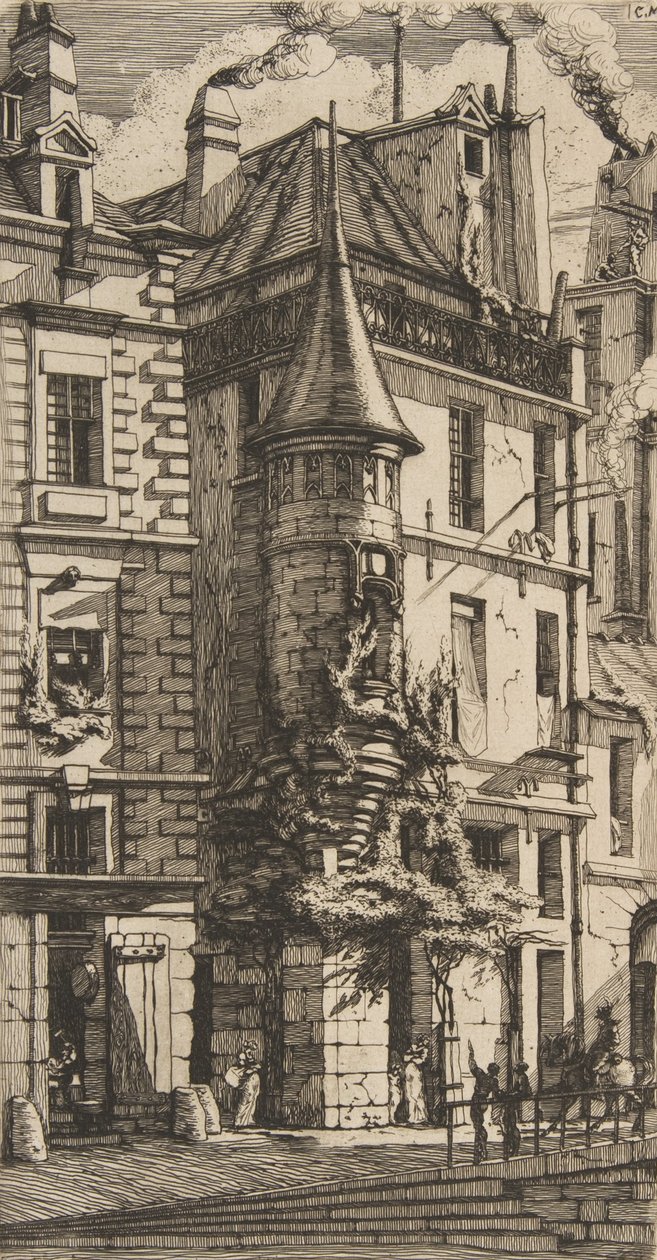 Casa com torreão, rue de la Tixéranderie, Paris, 1852. de Charles Meryon