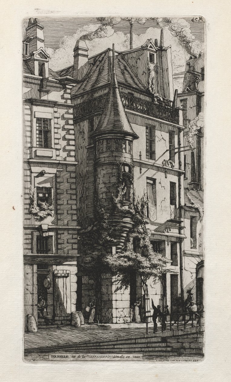 Casa com uma torre, rue de la Tixéranderie, Paris, 1852. de Charles Meryon