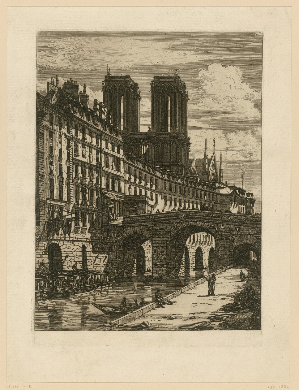Impressão na Rua Neuve, em Saint-Étienne-du-Mont de Charles Meryon