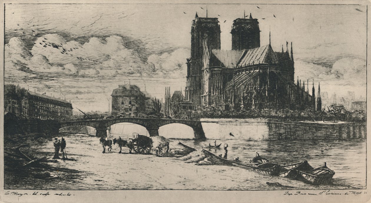 LAbside De Notre-Dame De Paris 4o Estado, 6 12 x 11 34 Polegadas, 1854, 1927 de Charles Meryon