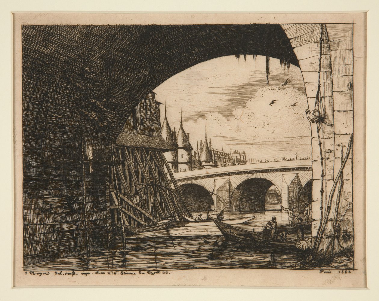 O arco da Pont Notre-Dame, Paris de Charles Meryon