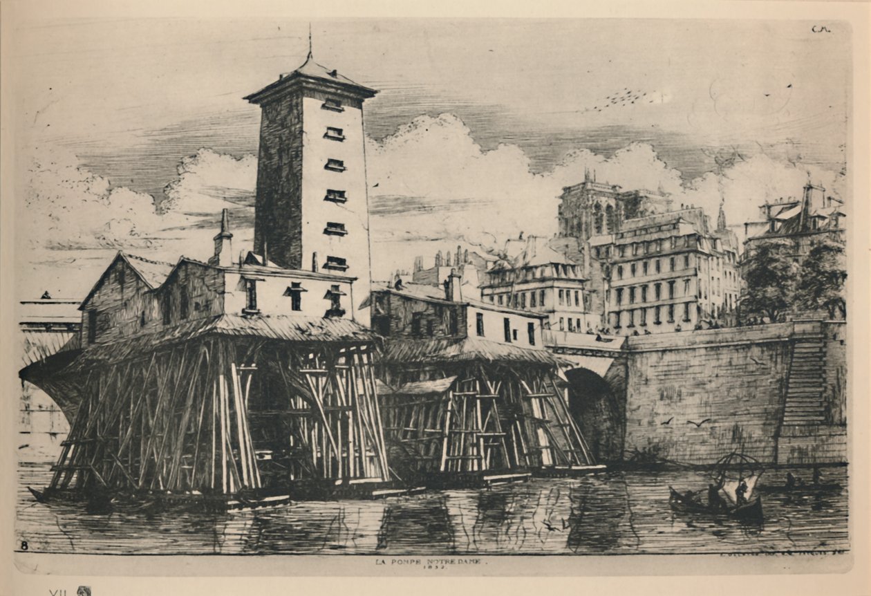 The Pump Notre-Dame 9º Estado, 6 34 x 9 78 Polegadas, 1852, 1927 de Charles Meryon