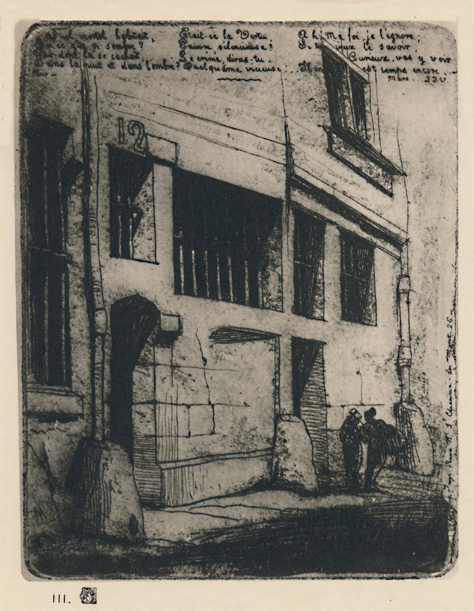 La Rue Des Mauvais Garcons, terceiro estado, 5 x 3 78 polegadas, 1854, 1927 de Charles Meryon