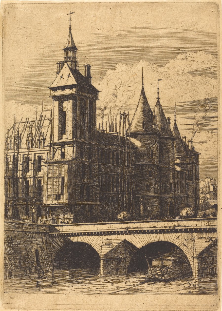 A Torre do Relógio, Paris (A Torre do Relógio, Paris) de Charles Meryon
