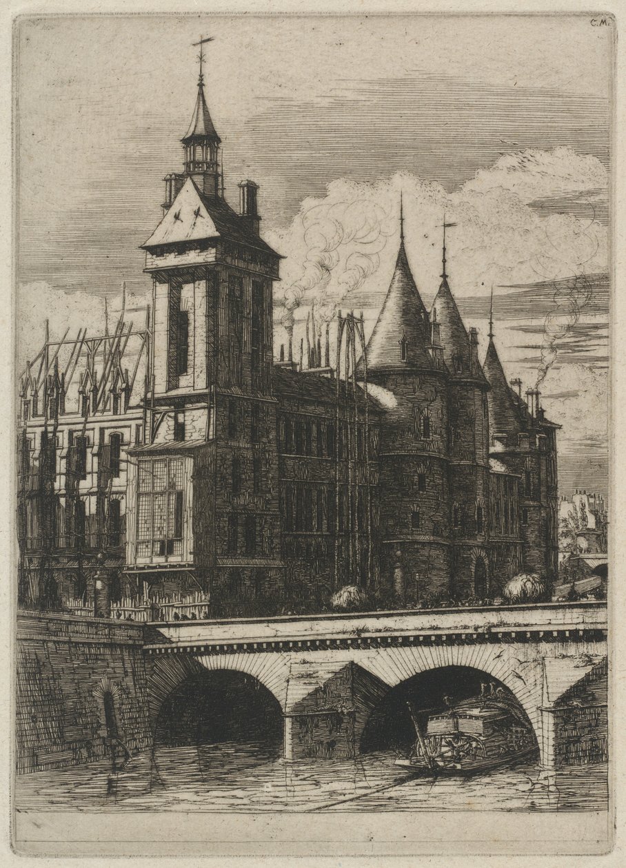 A Torre do Relógio, Paris (A Torre do Relógio, Paris) de Charles Meryon