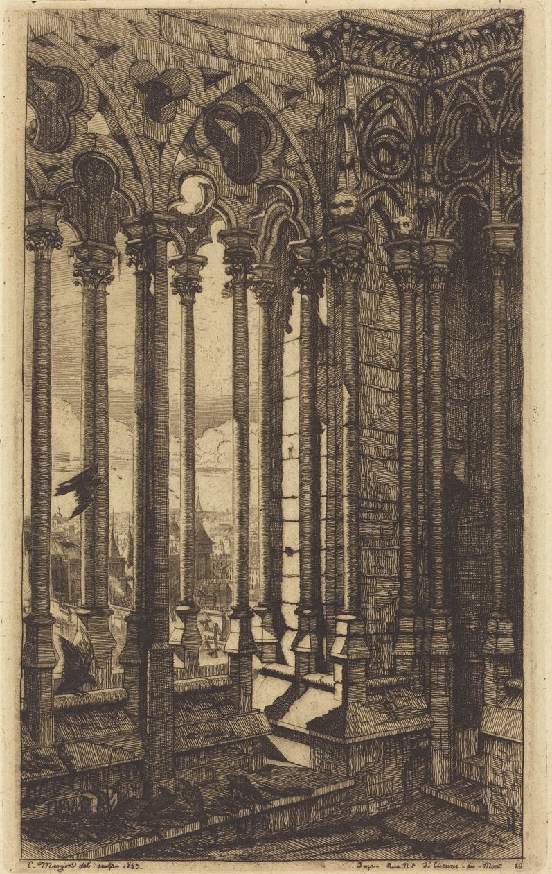 A Galeria de Notre-Dame, Paris (The Gallery of Notre Dame, Paris) de Charles Meryon