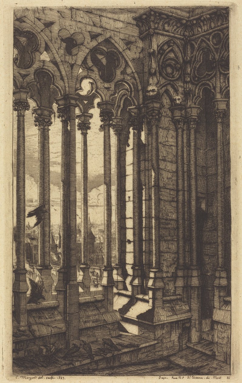 A galeria de Notre-Dame, Paris de Charles Meryon