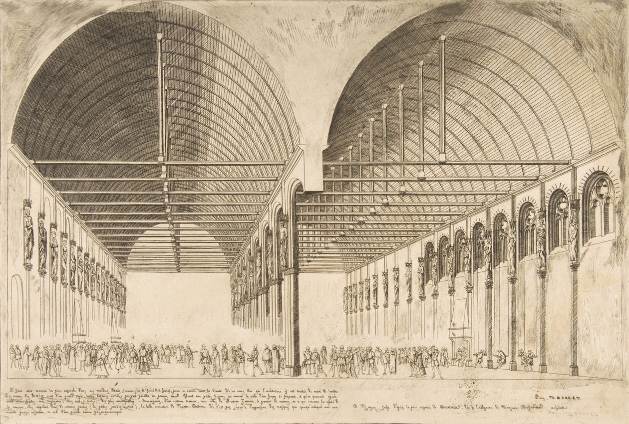 A Salle des Pas-Perdus no antigo Palais de Justice A antecâmara do Palais de Jus..., 1855. de Charles Meryon