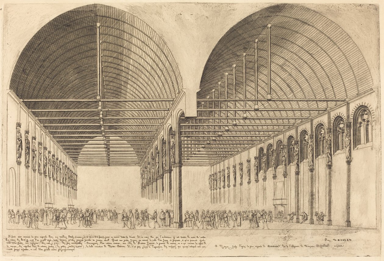 A Salle des Pas-Perdus no antigo Palais-de-Justice, Paris (A antecâmara do Palácio da Justiça, Paris) de Charles Meryon
