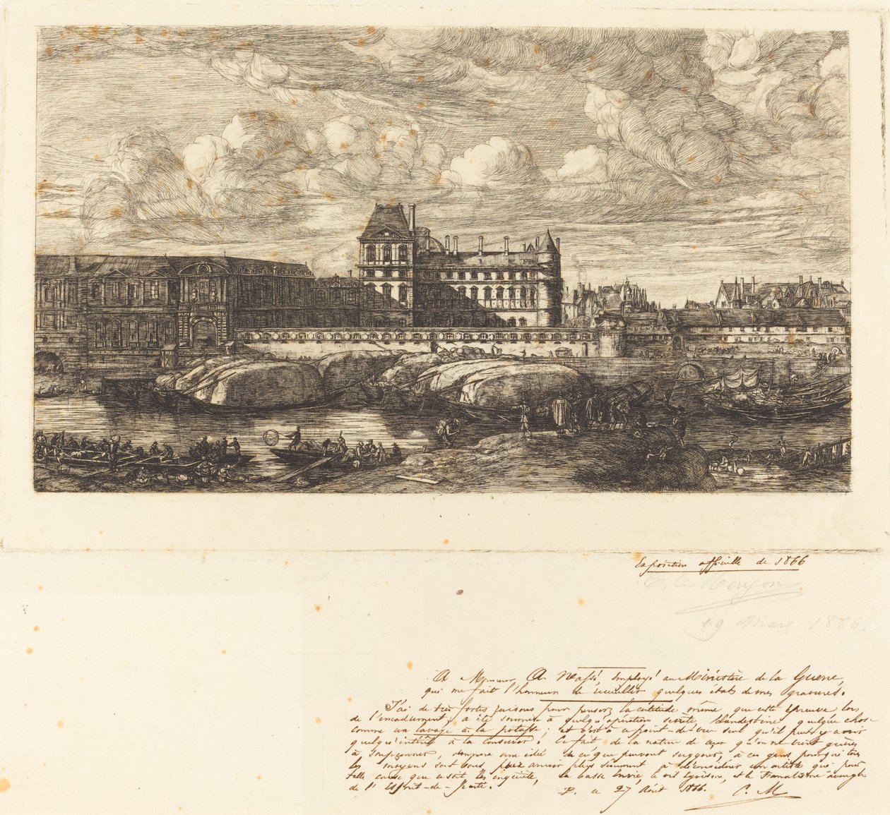 O Antigo Louvre, de uma pintura de Zeeman, 1651 de Charles Meryon