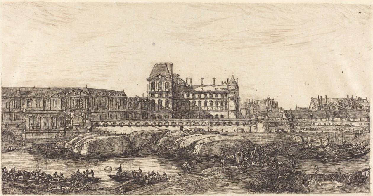 O Antigo Louvre, de uma pintura de Zeeman, 1651 de Charles Meryon