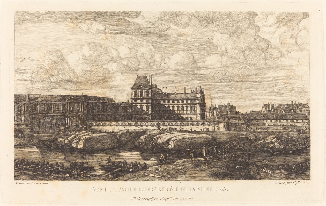 O Antigo Louvre, de uma pintura de Zeeman, 1651 de Charles Meryon