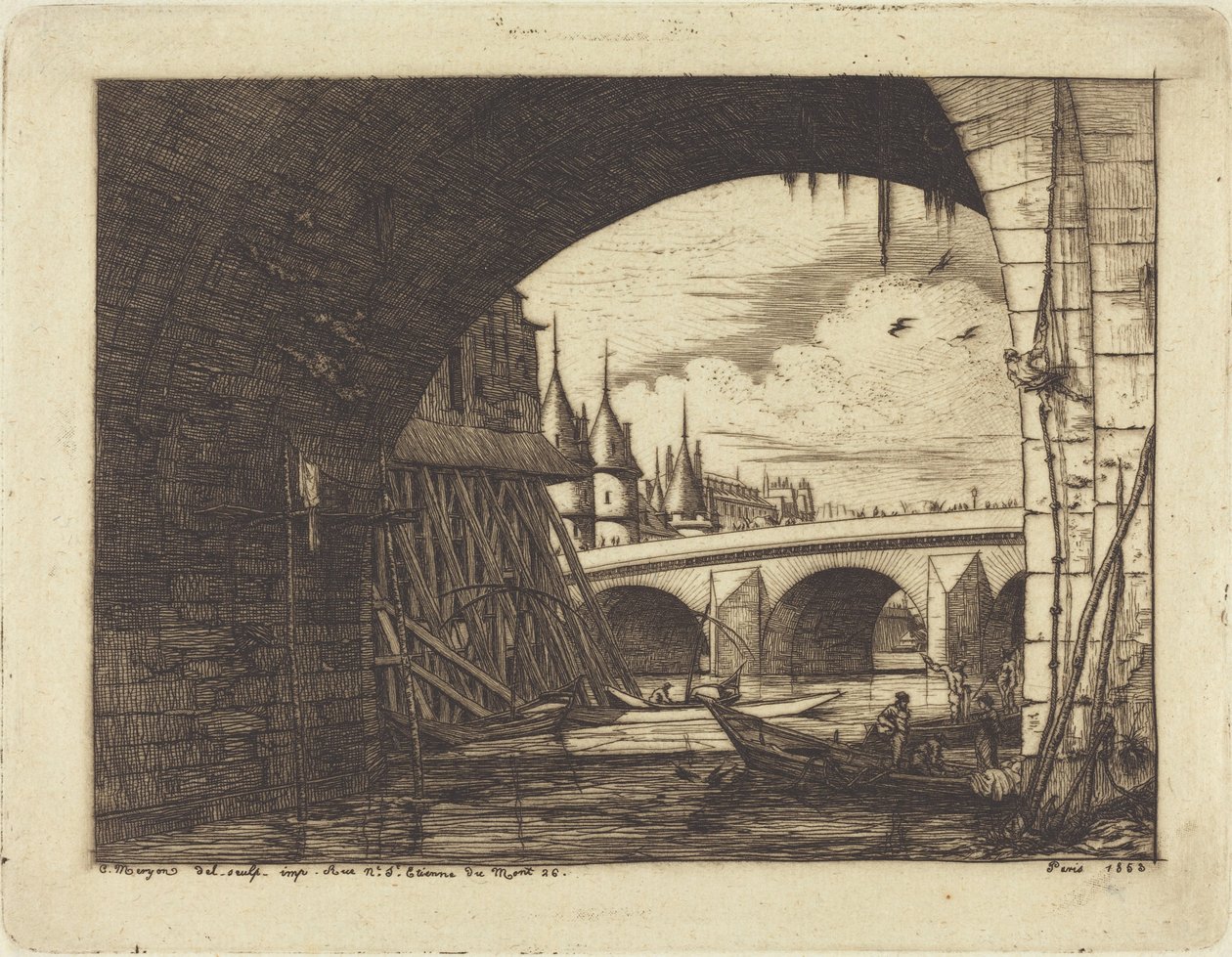 O arco da Ponte da Notre-Dame, Paris (Um arco da Ponte da Notre-Dame, Paris) de Charles Meryon