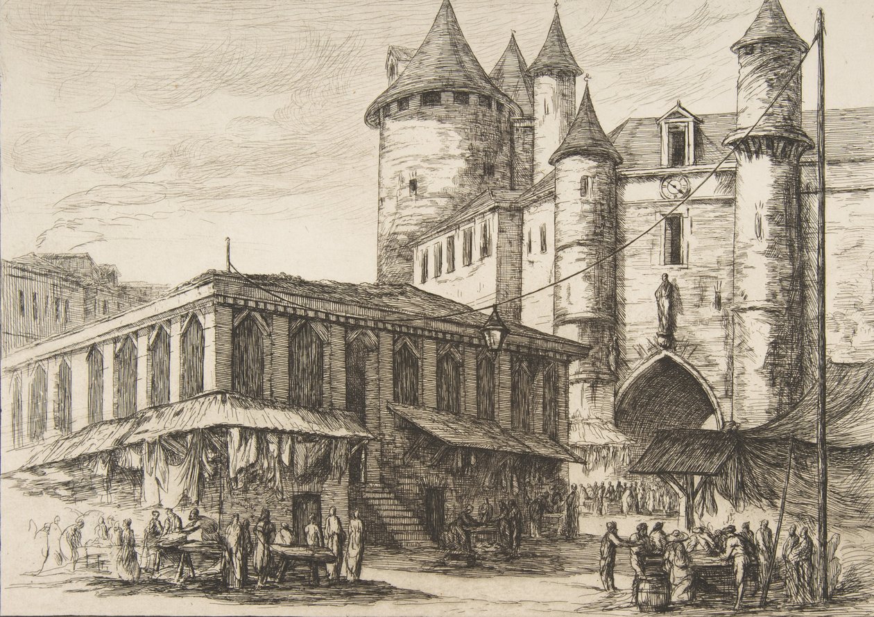 Le Grand Châtelet Grand Châtelet, Paris por volta de 1780, após um desenho anterior, 1861. de Charles Meryon
