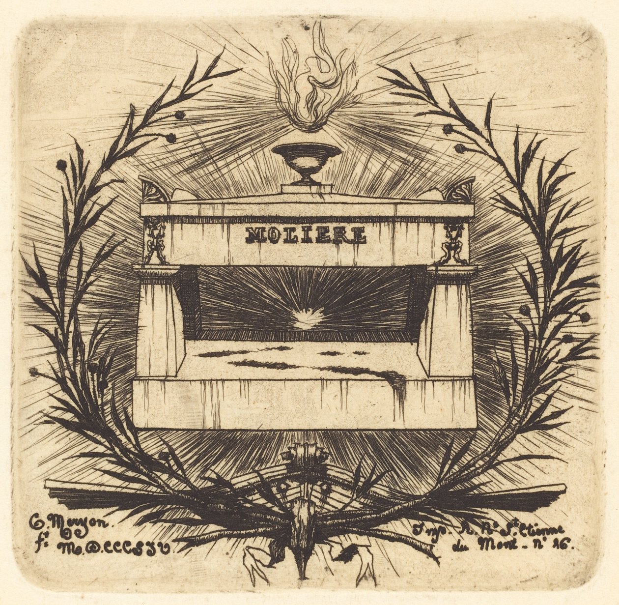 Túmulo de Molière, no Cemitério Père-Lachaise, Paris de Charles Meryon