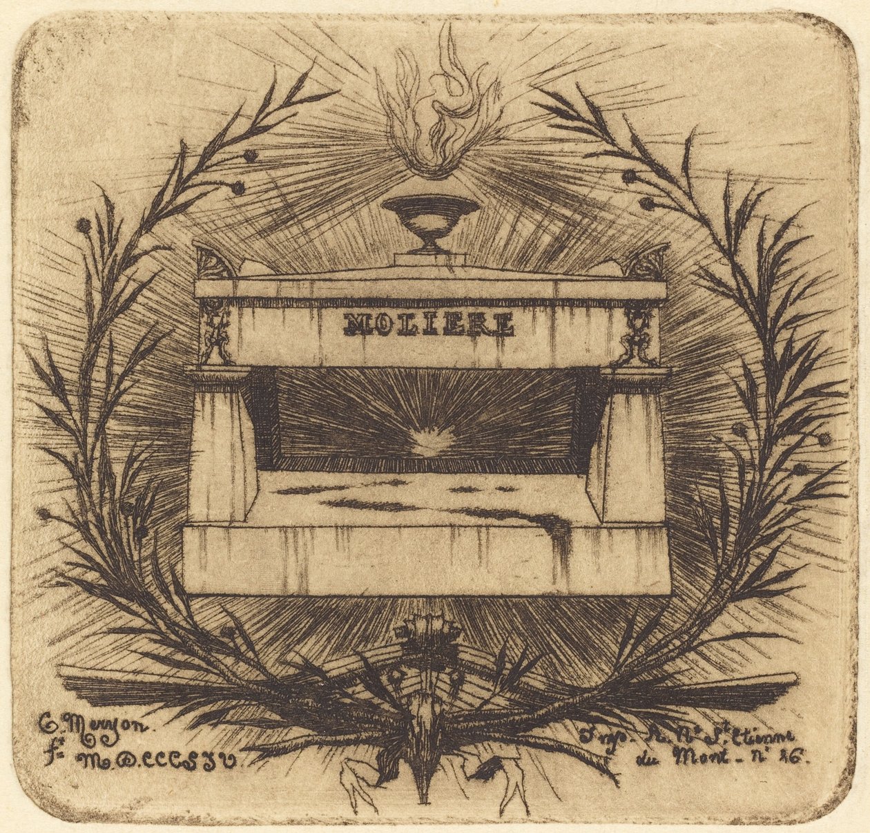 Túmulo de Molière, no Cemitério Père-Lachaise, Paris de Charles Meryon