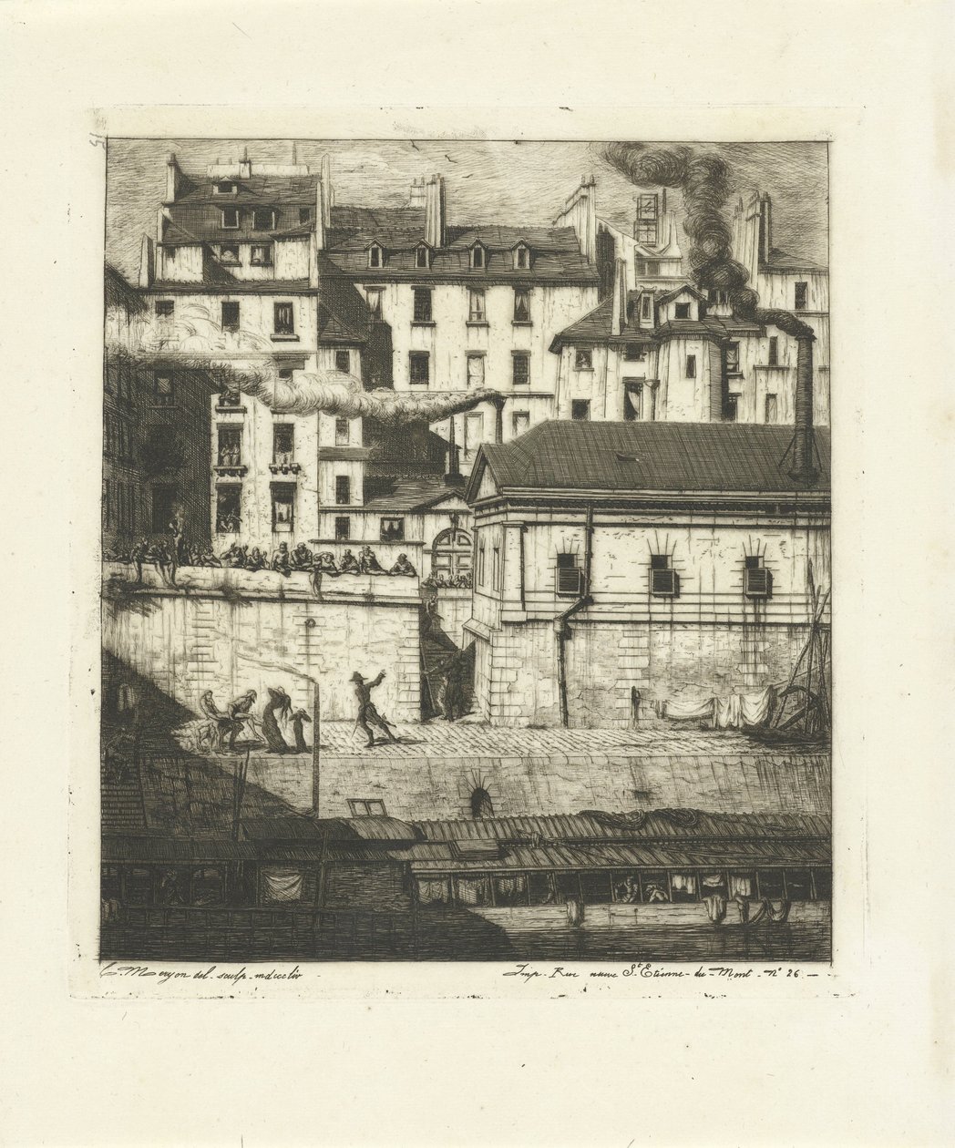 Morgue no Sena em Paris La Morgue Eaux-Fortes sur Paris (título da série) de Charles Meryon