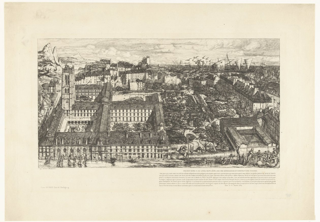 Liceu Henri IV em Paris Collège Henri IV ou Lycée Napoléon (título no objeto) de Charles Meryon