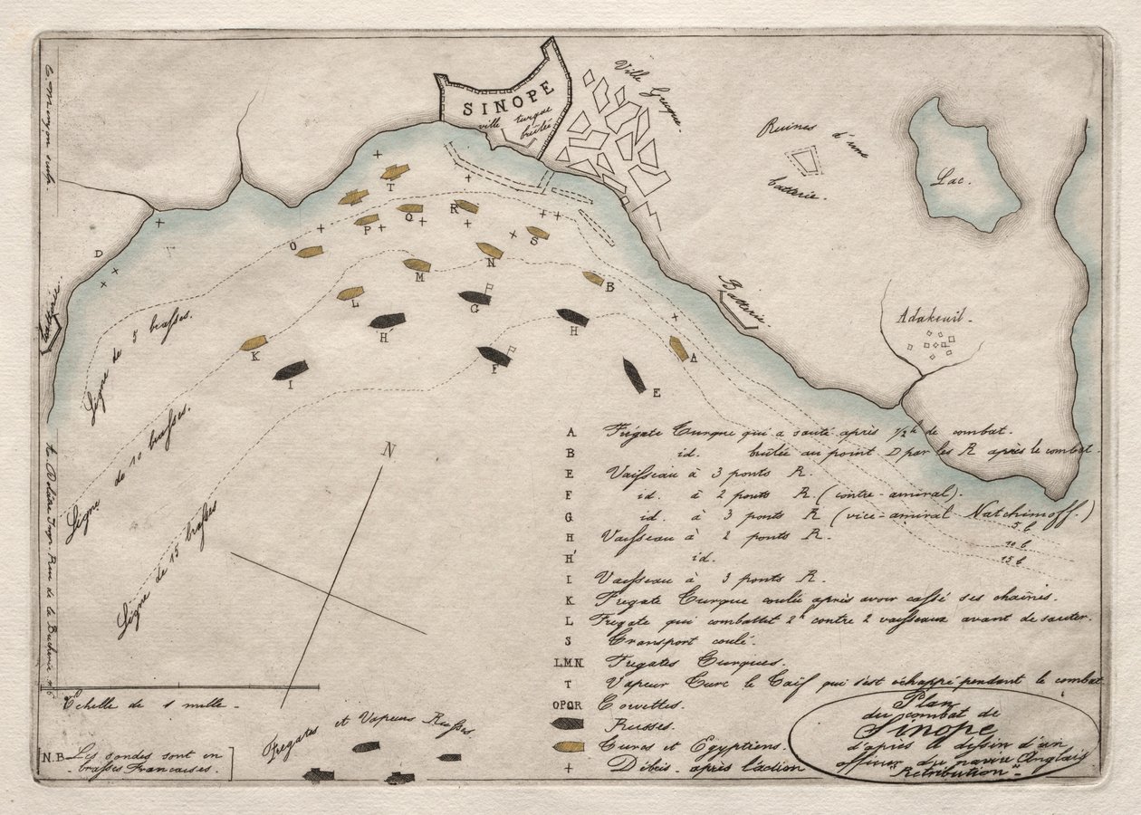 Mapa da Batalha de Sinope, 1853. de Charles Meryon