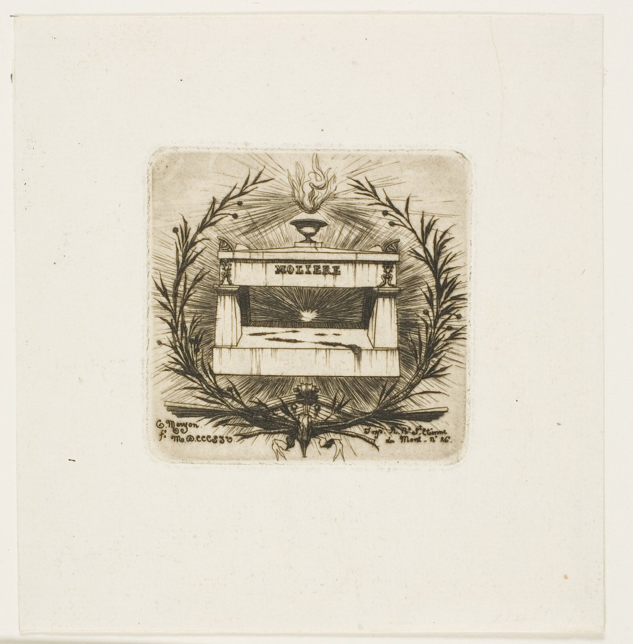 Túmulo de Molière, Cemitério do Père-Lachaise, Paris de Charles Meryon
