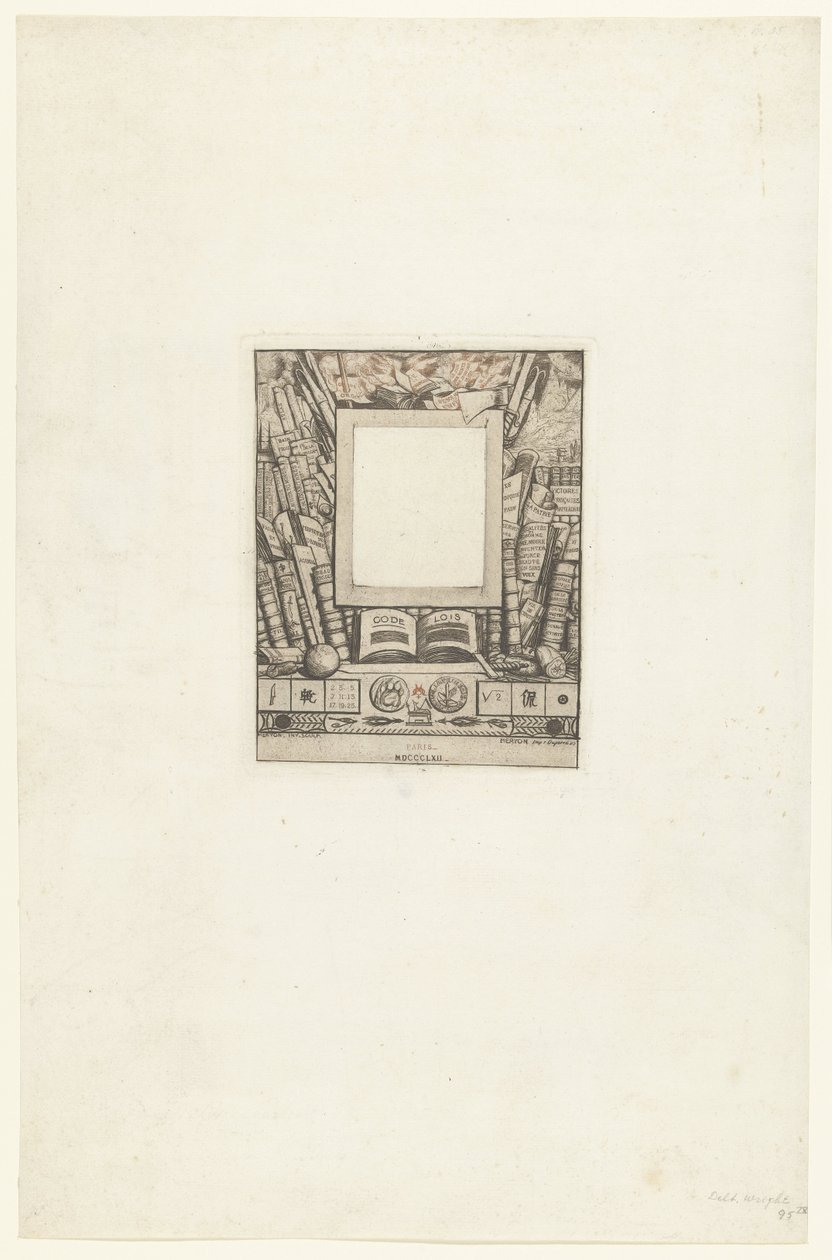 Omlijsting para retrato de Armand Guéraud Projeto de enquadramento para o retrato de Armand Guérard de Charles Meryon