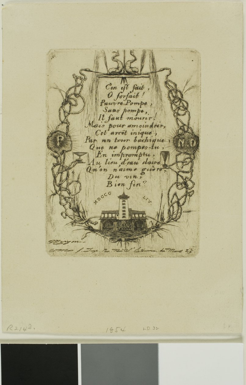Pompe Notre-Dame, Paris, prato pequeno de Charles Meryon